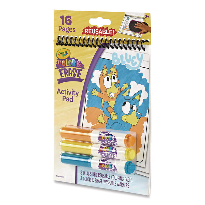 Bluey Color and Erase Reusable Activity Pad, Includes Three Markers, Ages 3 and Up, 16 Pages