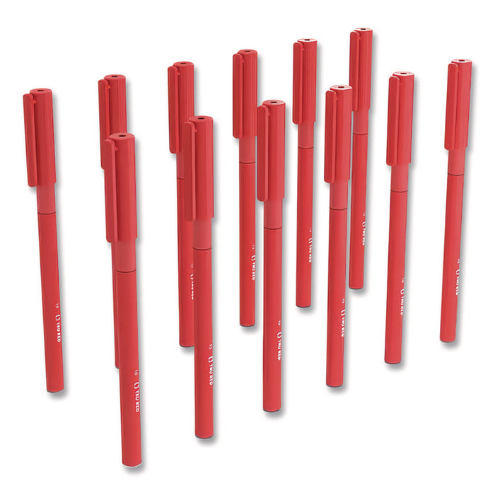 Gripped Ballpoint Pen, Stick, Medium 1 mm, Red Ink, Red Barrel, Dozen