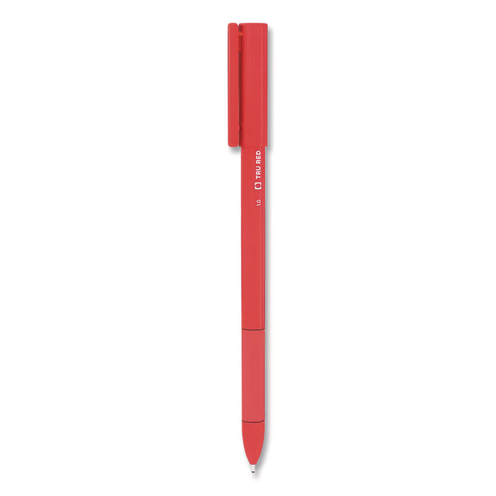 Gripped Ballpoint Pen, Stick, Medium 1 mm, Red Ink, Red Barrel, Dozen