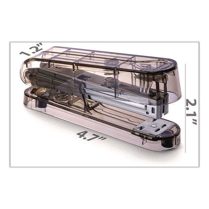 Recycled Plastic Three-Piece Desk Set: (1) Pencil Cup, (1) Stapler, (1) Tape Dispenser, (1) Roll of Tape, Translucent Ash