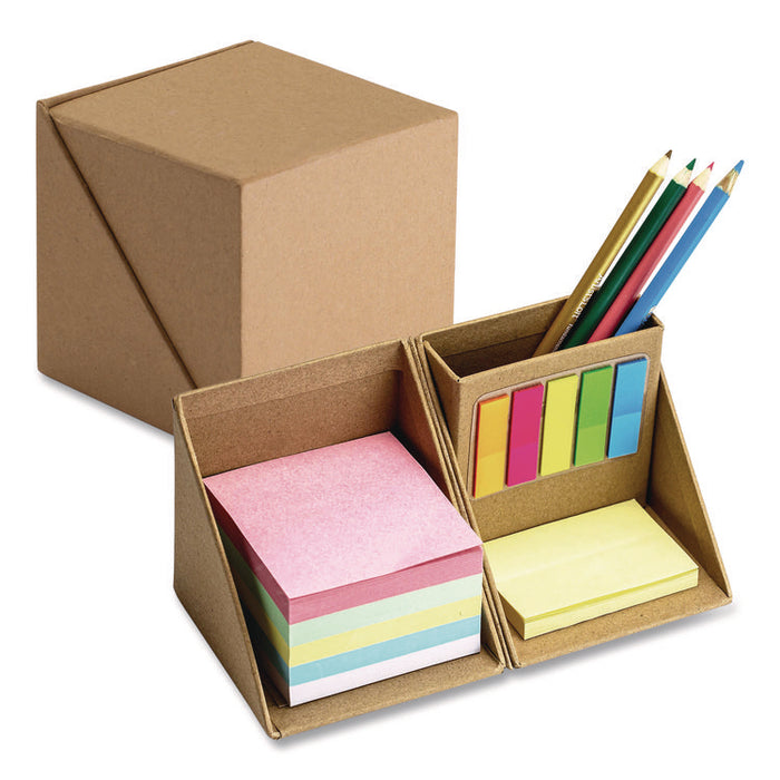 Desk Supply Organizer, 3 Compartments, 3.5 x 3.5 x 3.5, Brown, Paper