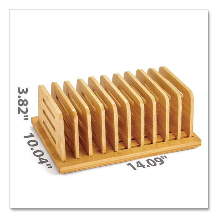 Bamboo Large File Sorter, 9 Sections, A6/A7/A8/A9/Legal/Letter/Tabloid Size Files, 14.09 x 10.04 x 3.82, Brown