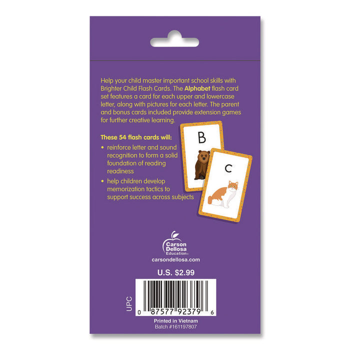 Alphabet Flash Cards, Grades Pre-K to 1, 3.25" x 5.25", Assorted Colors, 54 Cards