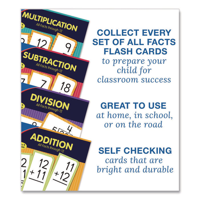 Addition 0 to 12 Flash Cards, Grades 1 to 5, 3.25" x 5.25", Assorted Colors, 54 Cards