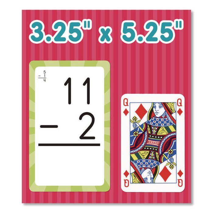 Subtraction 0 to 12 Flash Cards, Grades 1 to 5, 3.25" x 5.25", Assorted Colors, 54 Cards