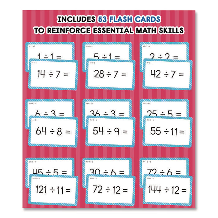 Division 0 to 12 Flash Cards, Grades 4 to 6, 3.25" x 5.25", Assorted Colors, 54 Cards