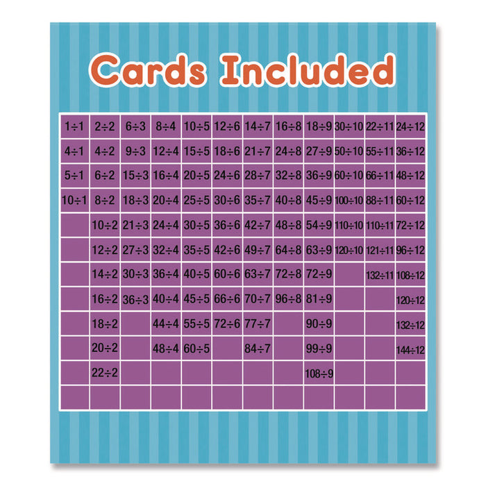 Division 0 to 12 Flash Cards, Grades 4 to 6, 3.25" x 5.25", Assorted Colors, 54 Cards