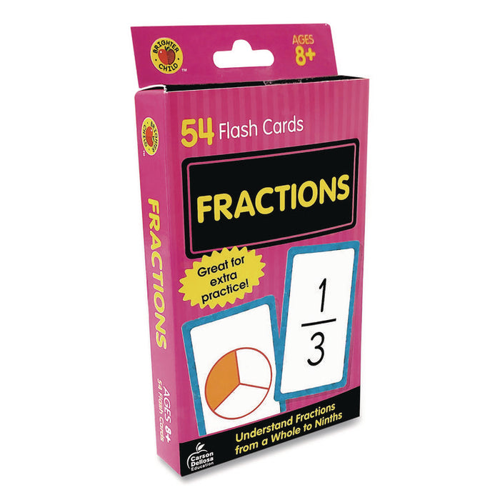 Fractions Flash Cards, Grades 4 to 6, 3.25" x 5.25", Assorted Colors, 54 Cards