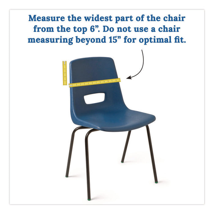 Chairback Buddy for Student Chairs with a Back Width Up to 15", Medium, 15 x 1.5 x 19, Fabric, Blue/Yellow