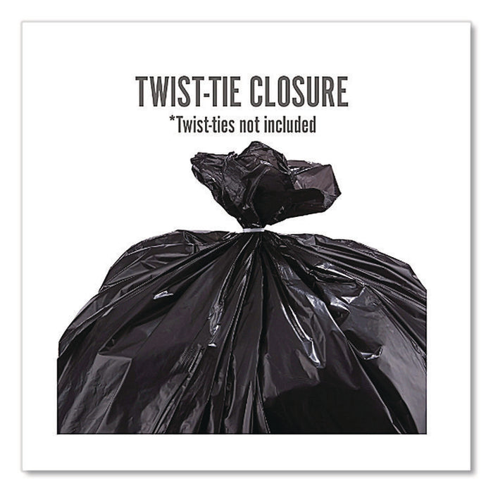 Twist-Tie Heavy-Duty Trash Bags, Open-Face, 45 gal, 1.1 mil, 45" x 38", Black, 25/Box