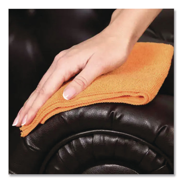 MicroWorks Microfiber Towels, 16 x 16, Orange, Dozen