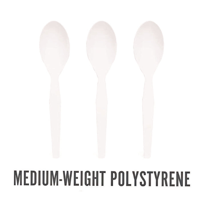Mediumweight Plastic Cutlery, Spoon, Plastic, White, 1,000/Pack