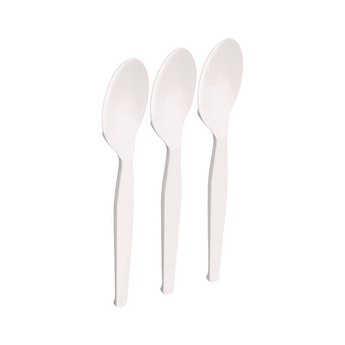 Mediumweight Plastic Cutlery, Spoon, Plastic, White, 1,000/Pack