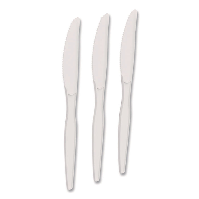 Heavyweight Plastic Cutlery, Knife, White, 100/Pack