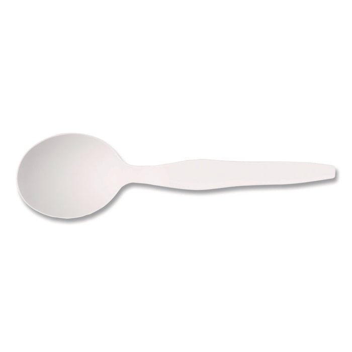 Heavyweight Plastic Cutlery, Soup Spoon, White, 100/Pack
