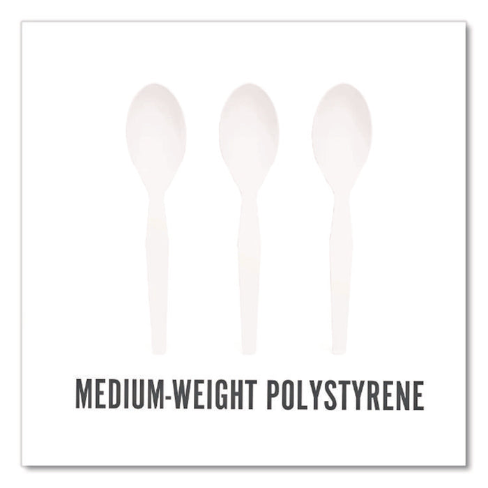 Mediumweight Plastic Cutlery, Spoon, Plastic, White, 300/Pack