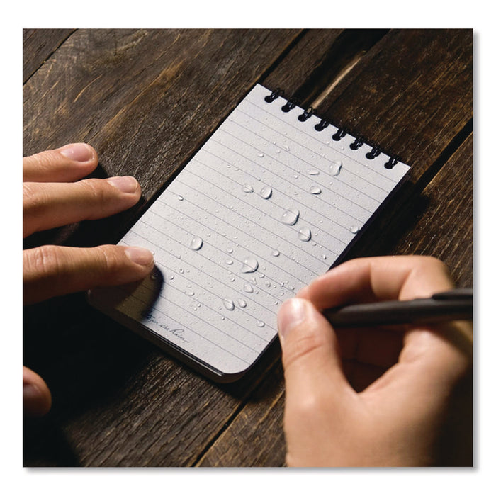 All-Weather Wire-O Notepad, Black Cover, Universal: Narrow Rule and Quadrille Rule (4 sq/in), (50) White 3 x 5 Sheets