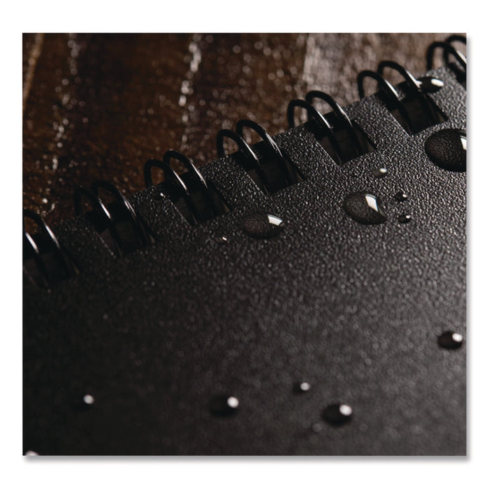 All-Weather Wire-O Notepad, Black Cover, Universal: Narrow Rule and Quadrille Rule (4 sq/in), (50) White 4 x 6 Sheets