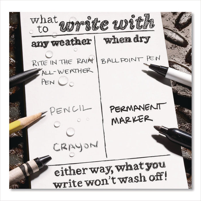 All-Weather Wire-O Notebook, 1-Subject, Universal: Narrow Rule and Quadrille Rule, Black Cover, (32) 7 x 4.63 Sheets