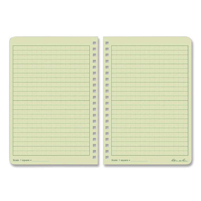 All-Weather Wire-O Notebook, 1-Subject, Universal: Narrow Rule and Quadrille Rule, Dark Green Cover, (32) 7 x 4.63 Sheets