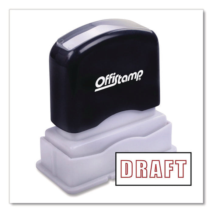 Pre-Inked Message Stamp, DRAFT, 1.63" x 0.38", Red Ink