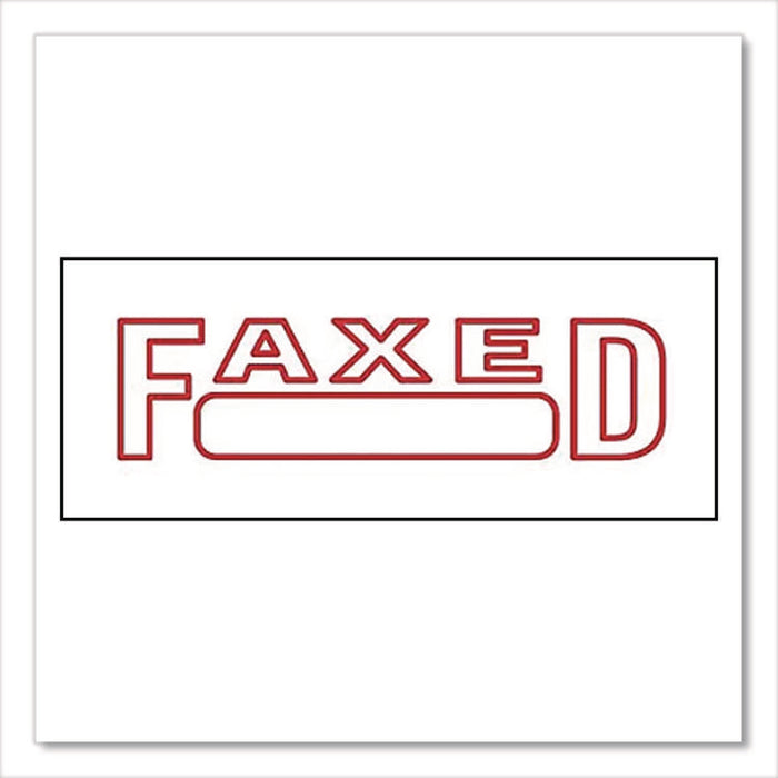 Pre-Inked Message Stamp with Blank Date Box, FAXED, 1.63" x 0.38", Red Ink
