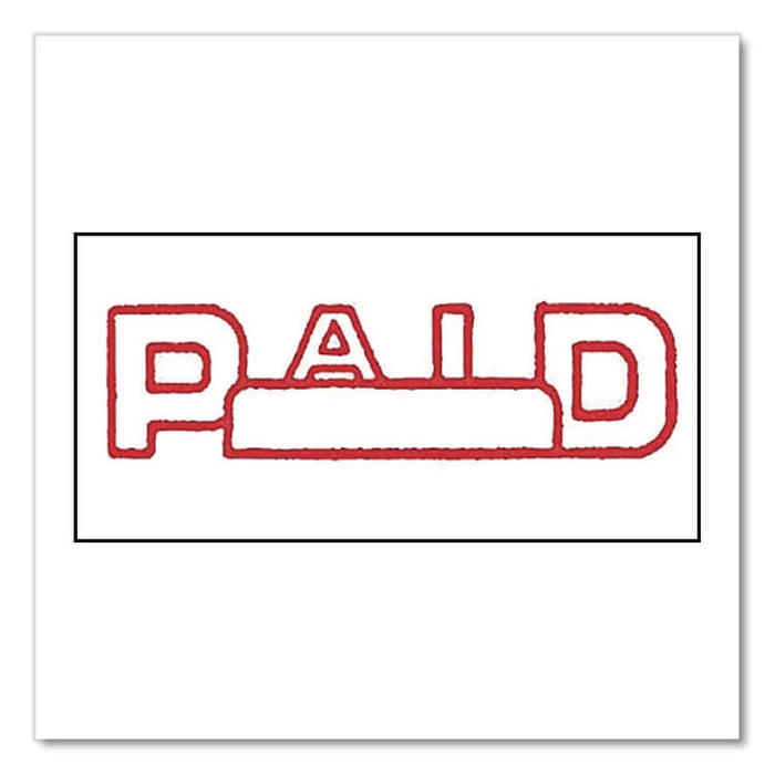 Pre-Inked Message Stamp with Blank Date Box, PAID, 1.63" x 0.38", Red Ink