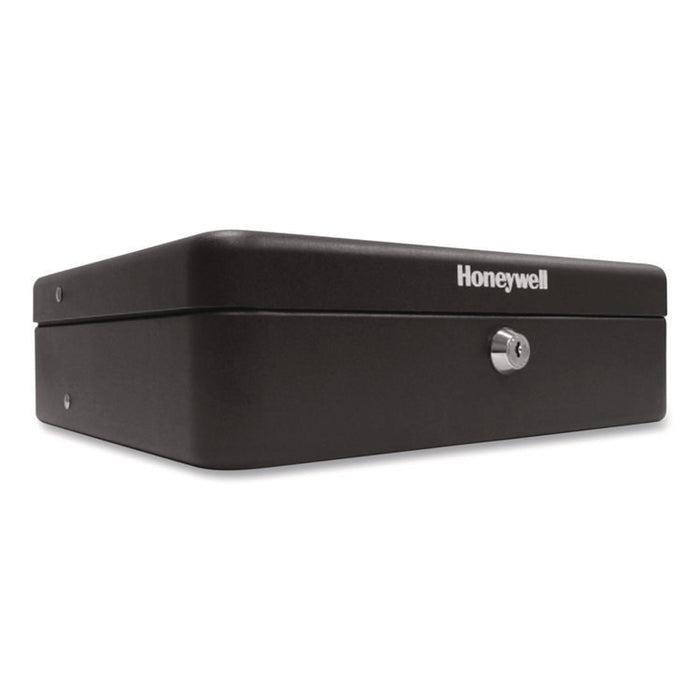 Tiered CantiDoor Lever Cash Box, 9 Compartments, Key Lock, 11.9" x 9.7" x 3.5", Black