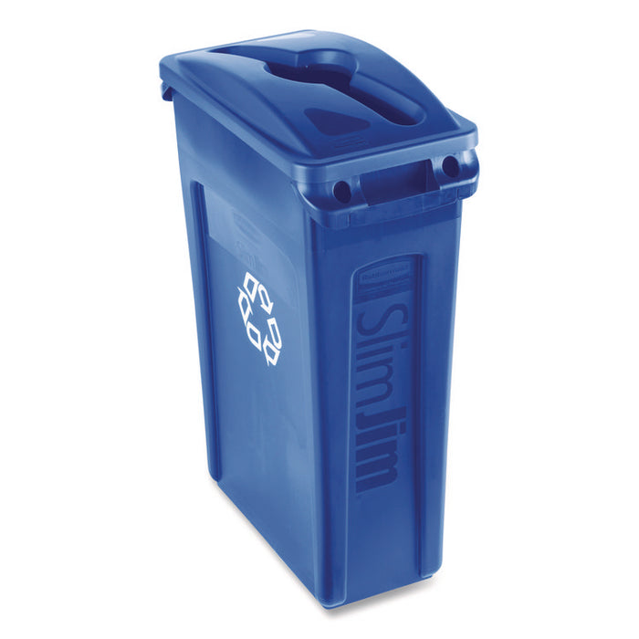 Slim Jim Single Stream Recycling Top for Slim Jim Containers, 12.1w x 21d x 2.75h, Blue