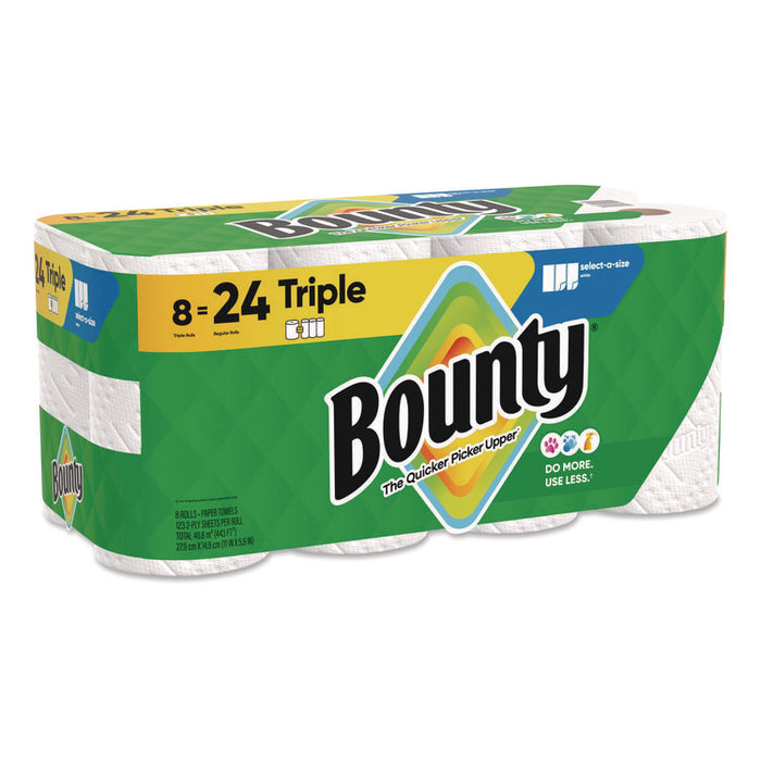 Select-a-Size Kitchen Roll Paper Towels, 2-Ply, White, 6 x 11, 123 Sheets/Roll, 8 Triple Rolls/Carton