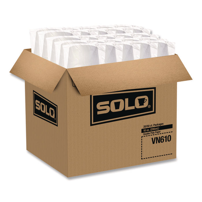 Double Poly Paper Food Containers, 10 oz, 3.8 dia x 2.7" h, White, Paper,1,000/Carton