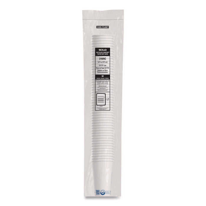 Recycled Content PCF Paper Hot Cups, ProPlanet Seal, 16 oz, White/Blue, 1,000/Carton