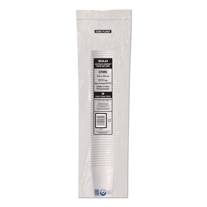 Recycled Content PCF Paper Hot Cups, ProPlanet Seal, 10 oz, White/Blue, 1,000/Carton