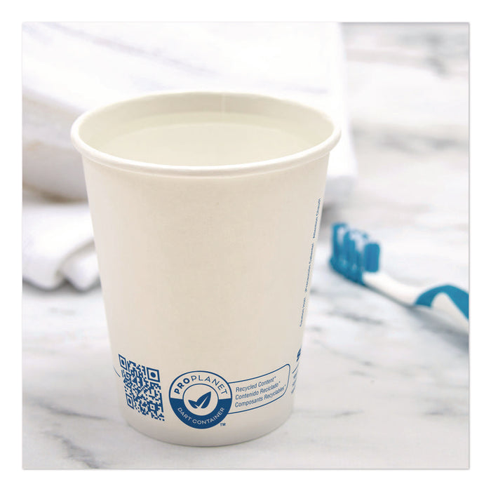 Recycled Content PCF Paper Hot Cups, ProPlanet Seal, 10 oz, White/Blue, 1,000/Carton