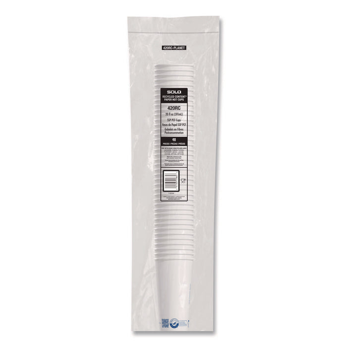 Recycled Content PCF Paper Hot Cups, ProPlanet Seal, 20 oz, White/Blue, 600/Carton