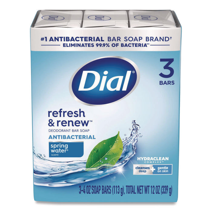 Refresh and Renew Antibacterial Deodorant Bar Soap, Spring Water Scent, 4 oz, 3 Bars/Pack, 4 Packs/Carton