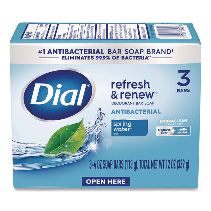 Refresh and Renew Antibacterial Deodorant Bar Soap, Spring Water Scent, 4 oz, 3 Bars/Pack, 4 Packs/Carton