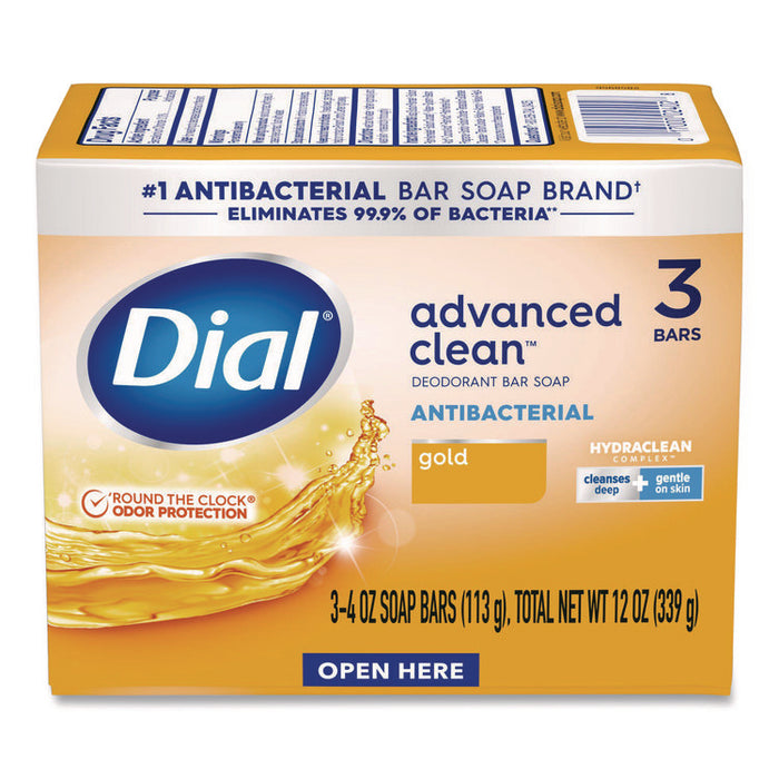 Advanced Clean Antibacterial Deodorant Bar Soap, Gold Scent, 4 oz, 3/Pack, 4 Packs/Carton