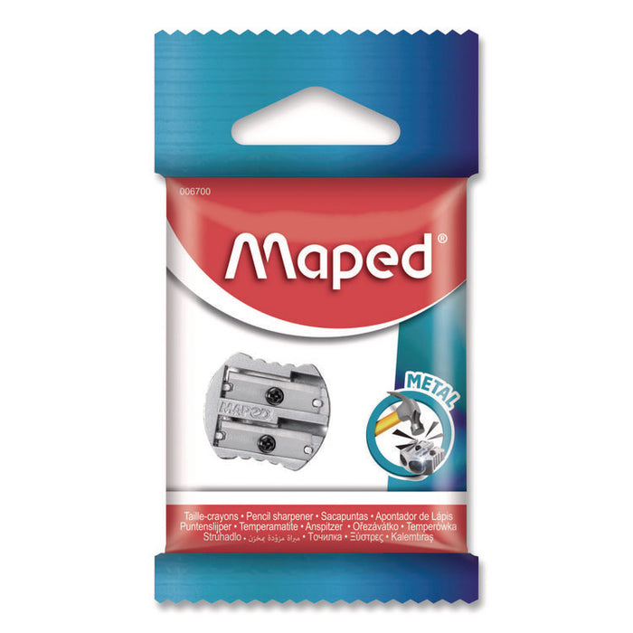 Classic 2-Hole Metal Pencil Sharpener, 2.56 x 0.67 x 4.92, Silver
