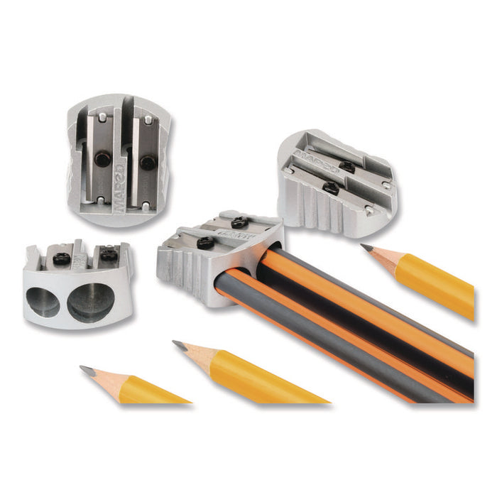 Classic 2-Hole Metal Pencil Sharpener, 2.56 x 0.67 x 4.92, Silver