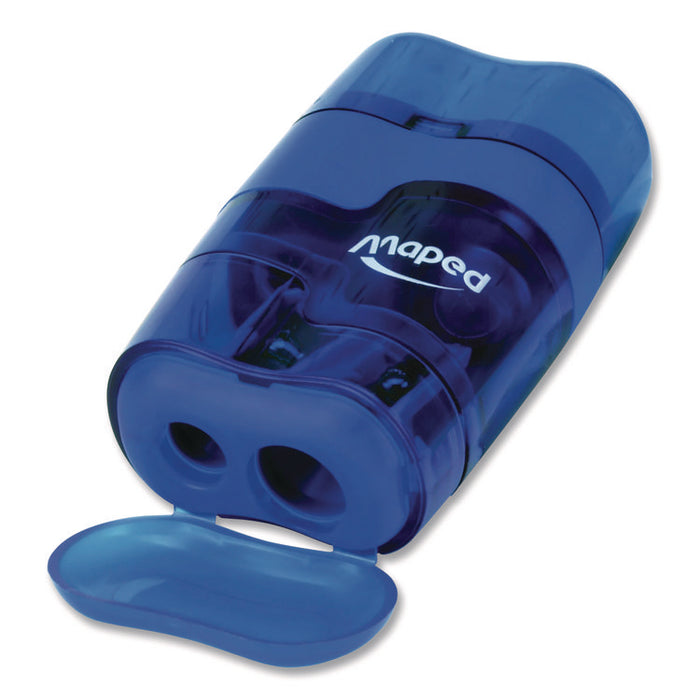 DUO 2-Hole Canister Pencil Sharpener/Eraser Combo, 3.74 x 1.08 x 4.92, Randomly Assorted Colors