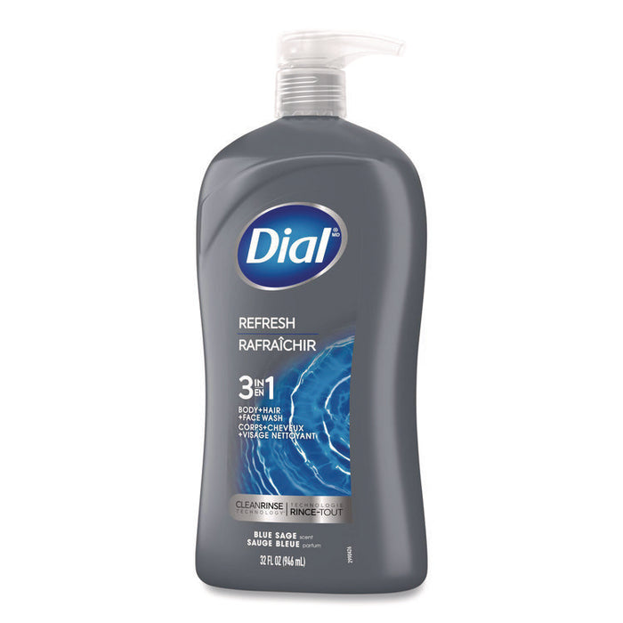 Men Refresh 3-in-1 Body, Hair and Face Wash, Blue Sage Scent, 32 oz, 4/Carton