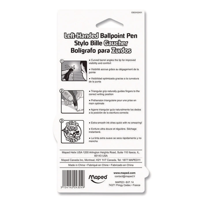 Visio Left-Handed Ballpoint Pen, Stick, Medium 1 mm, Assorted Ink and Barrel Colors, 3/Pack