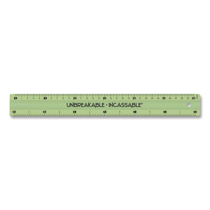 Unbreakable 12" Ruler, Standard/Metric, 12.72" Long, Randomly Assorted Color