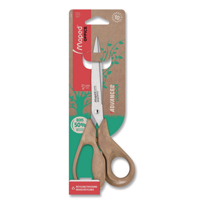 Advanced Wood Multipurpose Scissors, 8.25" Long, 4.75" Cut Length, Straight Brown Handle