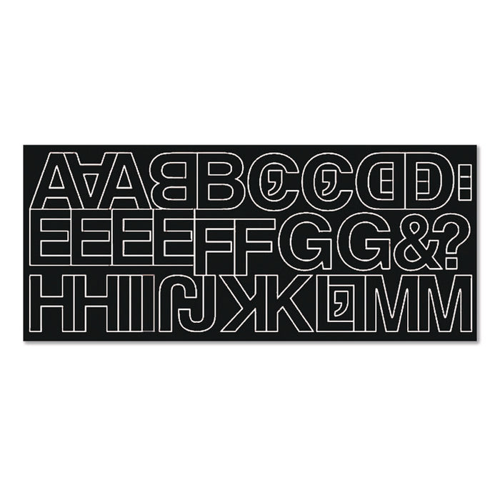 Peel-and-Stick Letters, Numbers and Symbols, 1" Tall, Black Characters, White Background, 256 Pieces