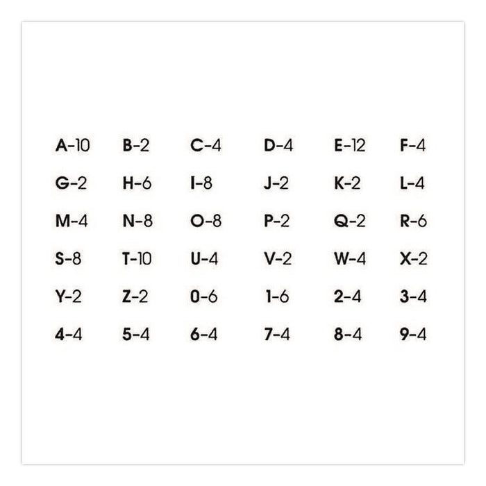 Peel-and-Stick Letters, Numbers and Symbols, 1" Tall, Black Characters, White Background, 256 Pieces