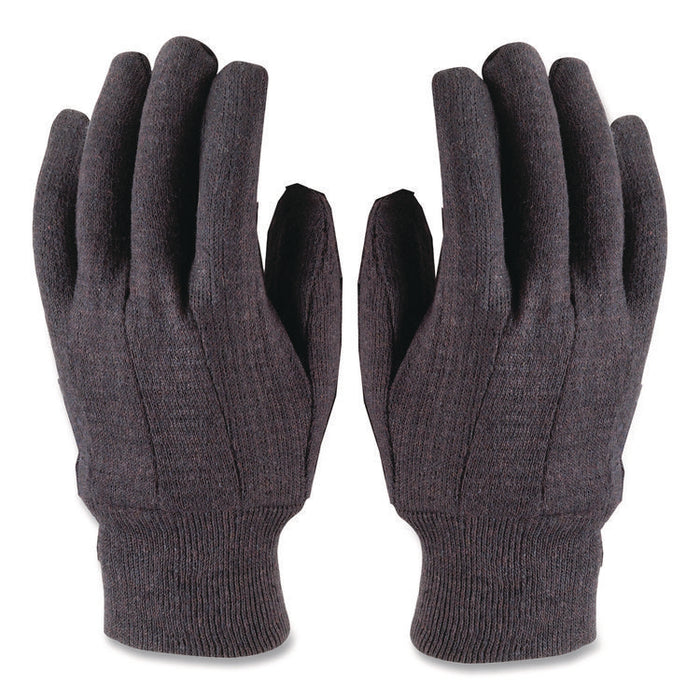 Polyester/Cotton Jersey Gloves, Clute Cut, Straight Thumb, One Size Fits Most, Brown, 12 Pairs