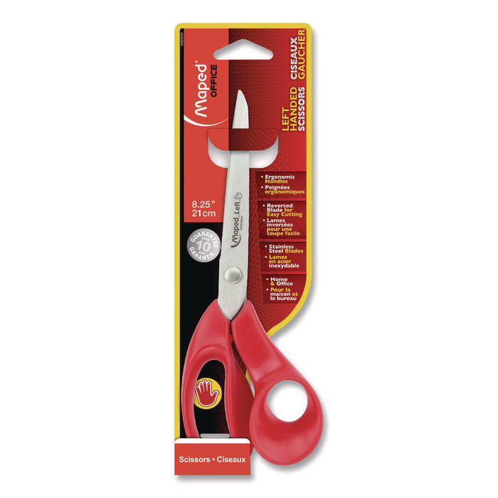 Expert Left-Handed Multipurpose Scissors, 8.25" Long, 5" Cut Length, Straight Red Handle