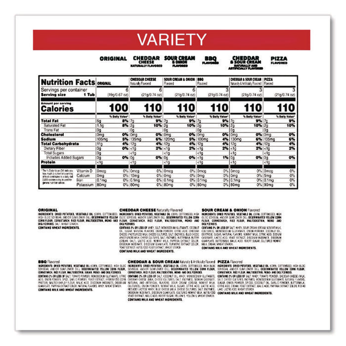 Snack Stack Variety Pack Crisps, (6) 0.67 and (21) 0.74 oz/Tubs, 27/Carton